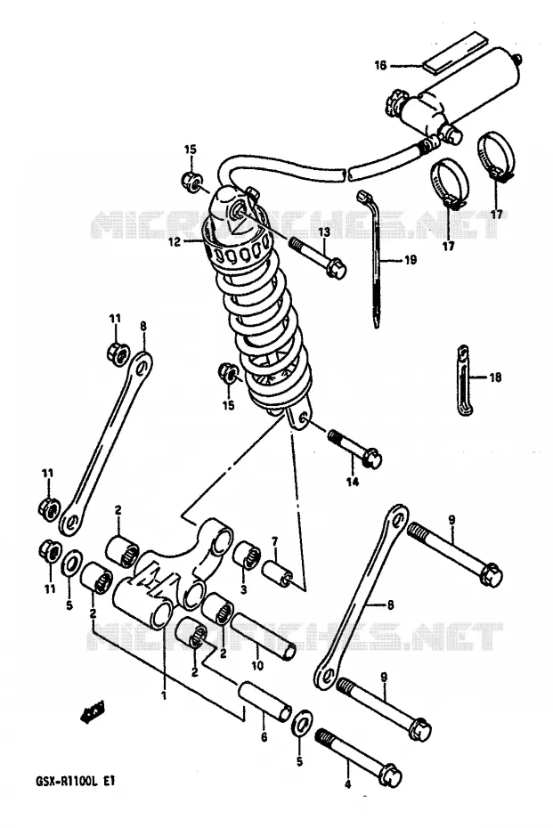 BIELLETTE DE SUSPENSION ARRIERE (MODELE L) Suzuki MOTO 1100 GSX-R 1990  GSX-R1100L(K/L)