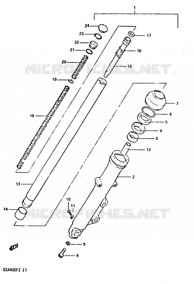 BRAS DE FOURCHE DROIT (MODELE Z) Suzuki MOTO 400 GSX 1980  GSX400FT