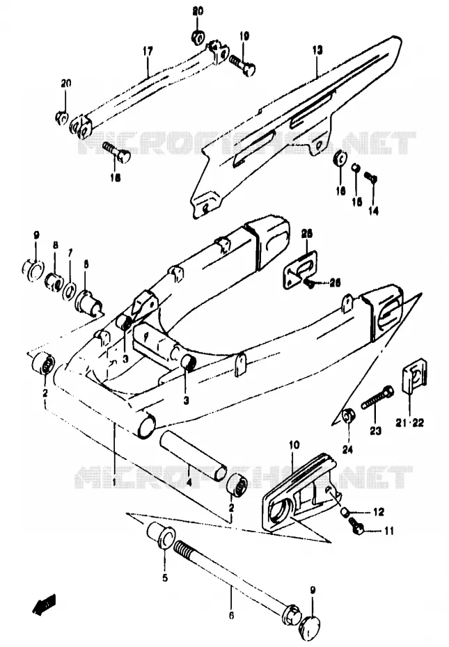 BRAS OSCILLANT ARRIERE (GSF1200SAV/SAW/SAX/SAY) Suzuki MOTO 1200 BANDIT 2000  GSF1200SAY(T/V/W/X/Y)