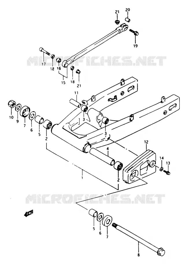 BRAS OSCILLANT ARRIERE (MODELE J/K) Suzuki MOTO 750 GSX-R 1988  GSX-R750J(J/K/L)