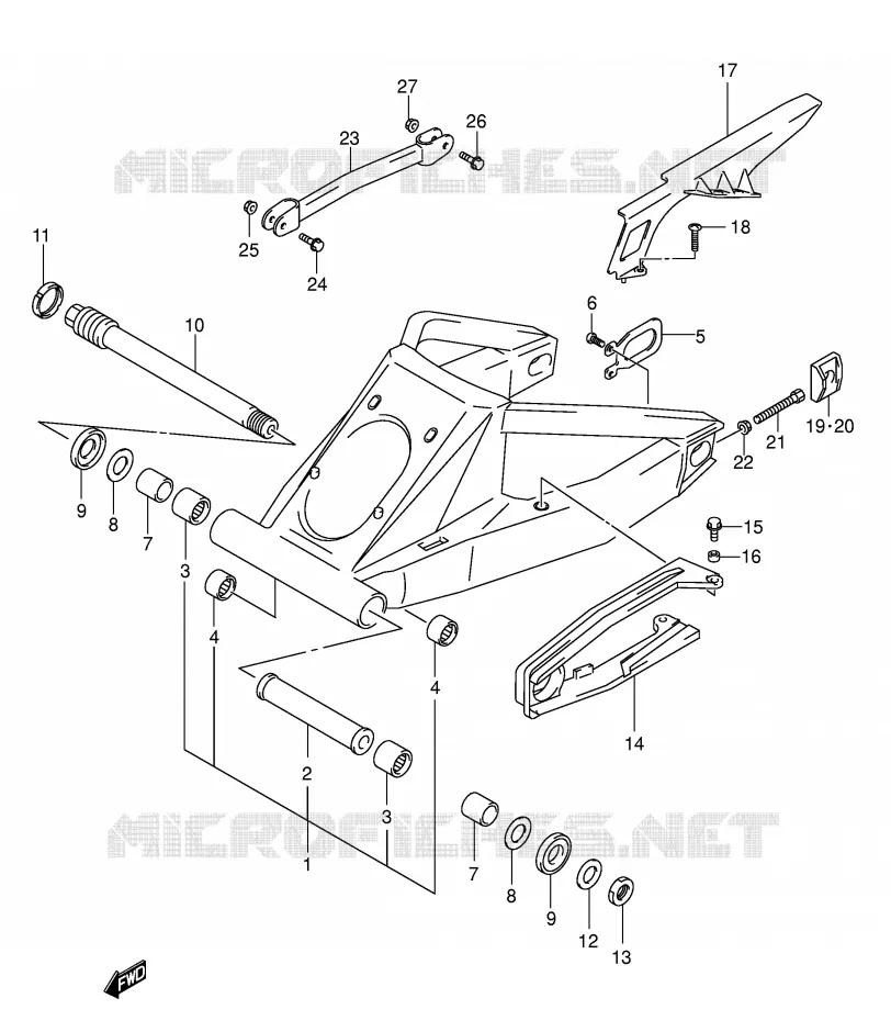 BRAS OSCILLANT ARRIERE (MODELE K3) Suzuki MOTO 1300 HAYABUSA 2000  GSX1300RU1Y(E2)