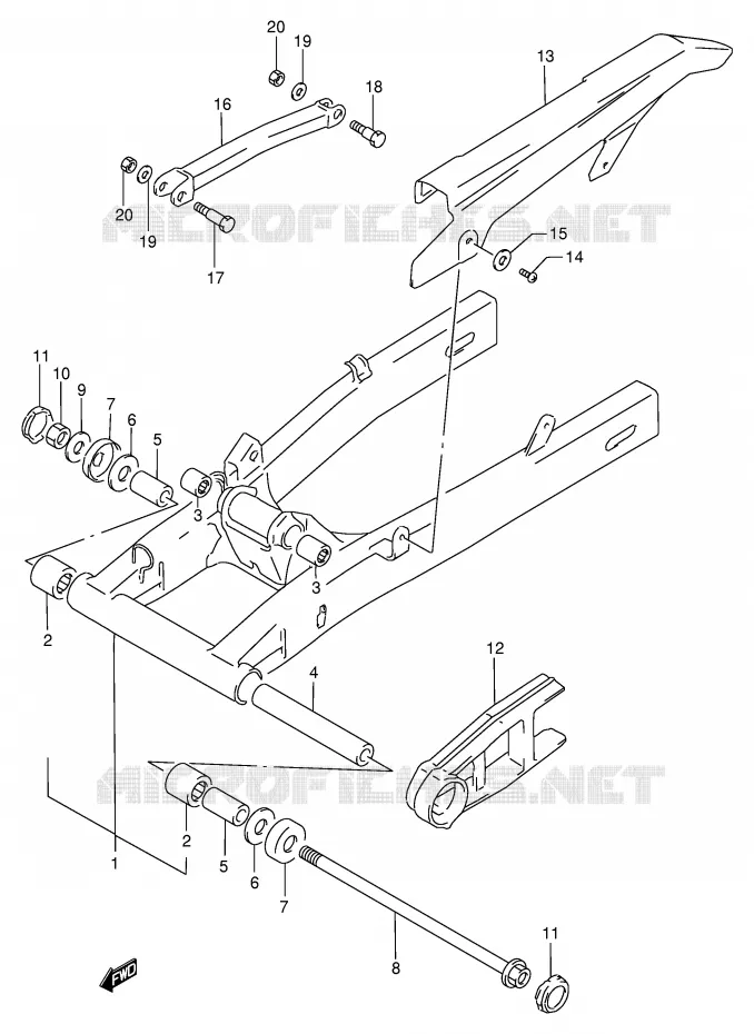BRAS OSCILLANT ARRIERE Suzuki MOTO 250 GSX 1994  GSX250FR(E24)
