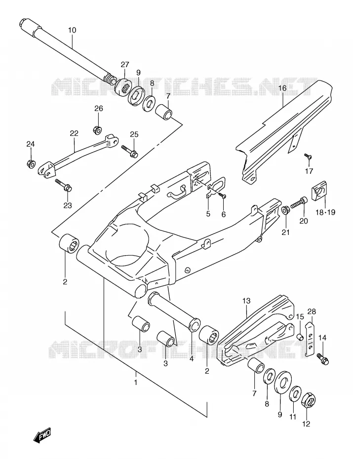 BRAS OSCILLANT ARRIERE Suzuki MOTO 600 GSX-R 1998  GSX-R600W(E2)