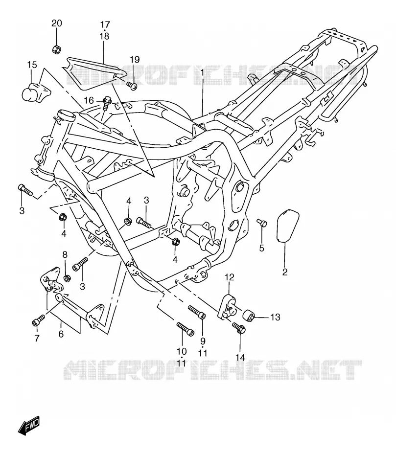 CADRE (GSF1200T/ST/V/SV) Suzuki MOTO 1200 BANDIT 1998  GSF1200W(E2)