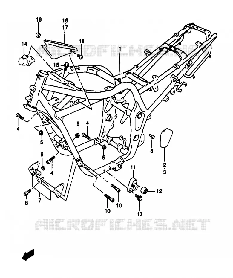 CADRE (GSF1200W/SW) Suzuki MOTO 1200 BANDIT 2000  GSF1200SAY(T/V/W/X/Y)