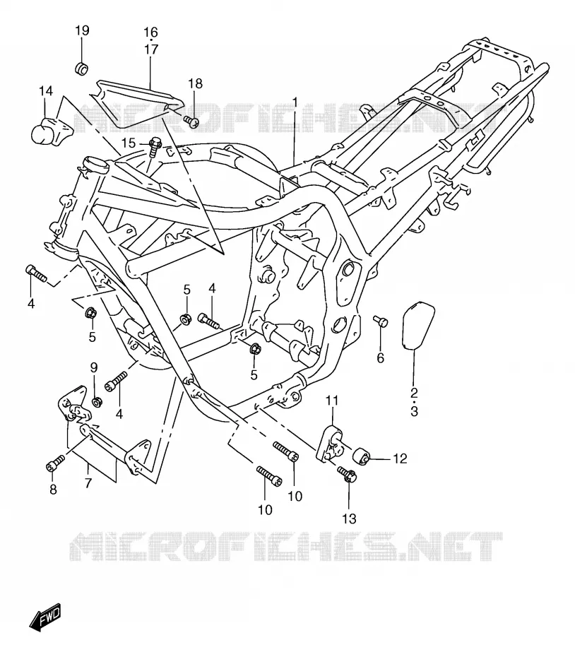 CADRE (GSF1200X/SX) Suzuki MOTO 1200 BANDIT 2000  GSF1200SAY(E2)