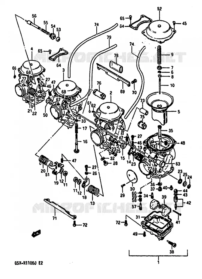 CARBURATEUR (MODELE G/H) Suzuki MOTO 1100 GSX-R 1988  GSX-R1100J(G/H/J)