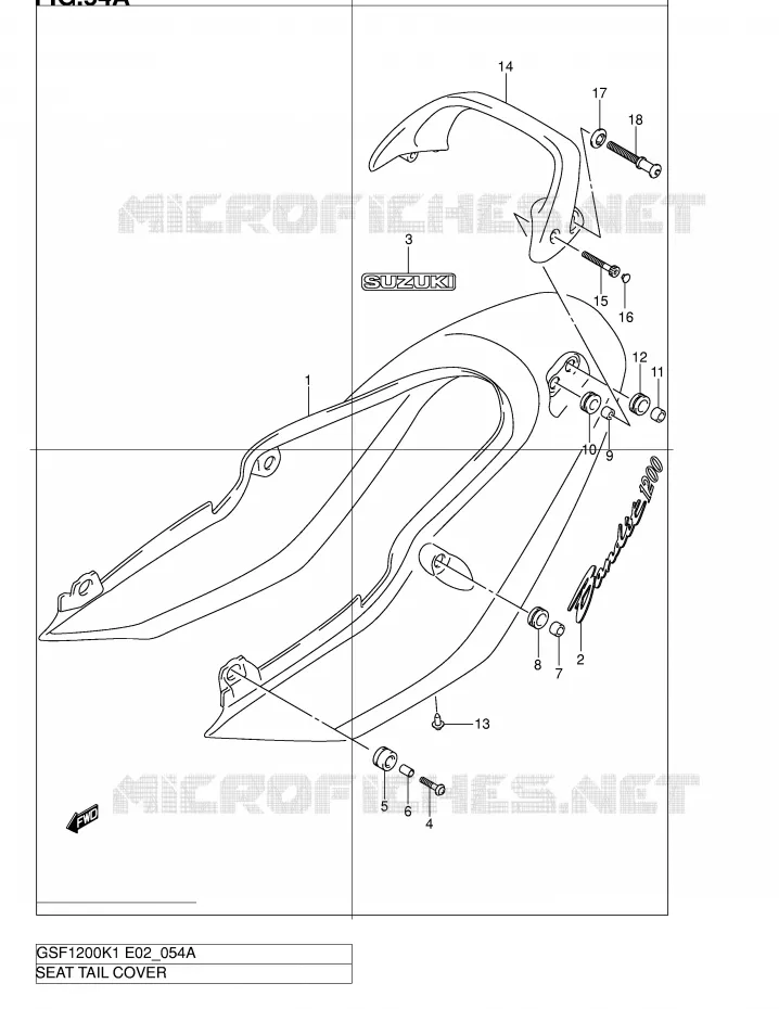CARENAGE ARRIERE - CAPOT DE SELLE (GSF1200K2) Suzuki MOTO 1200 BANDIT 2002  GSF1200SK2(E2)