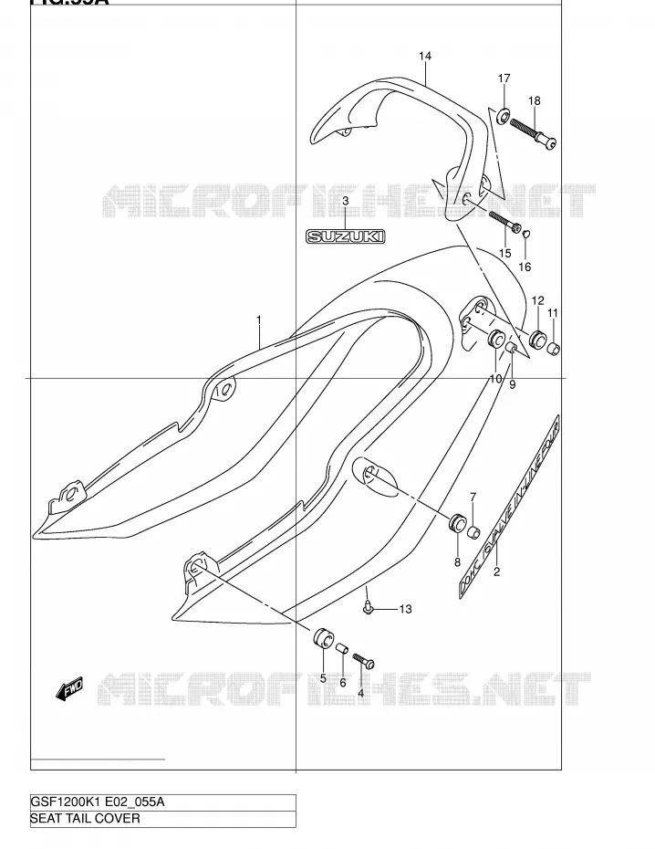 CARENAGE ARRIERE - CAPOT DE SELLE (GSF1200SK2) Suzuki MOTO 1200 BANDIT 2004  GSF1200ZK4(E2)