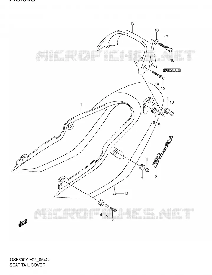 CARENAGE ARRIERE - CAPOT DE SELLE (GSF600K2/UK2) Suzuki MOTO 600 BANDIT 2000  GSF600SUY(E2)