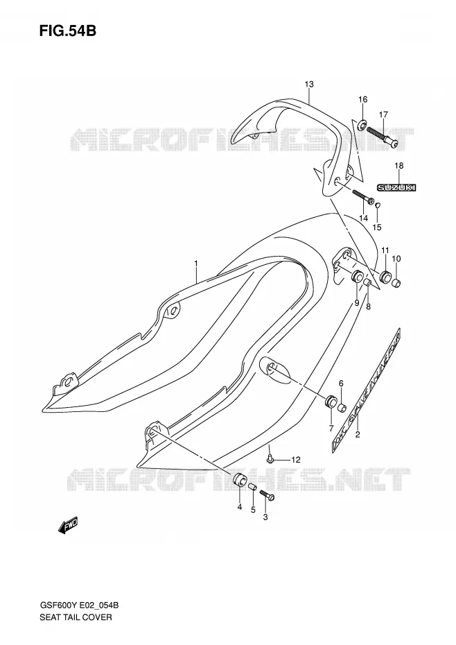 CARENAGE ARRIERE - CAPOT DE SELLE (GSF600SK1/SUK1) Suzuki MOTO 600 BANDIT 2003  GSF600SUK3(E2)