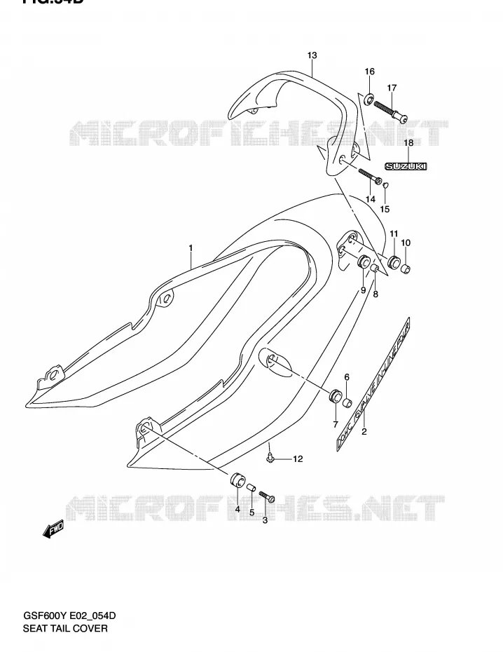 CARENAGE ARRIERE - CAPOT DE SELLE (GSF600SK2/SUK2) Suzuki MOTO 600 BANDIT 2002  GSF600SUK2(E2)