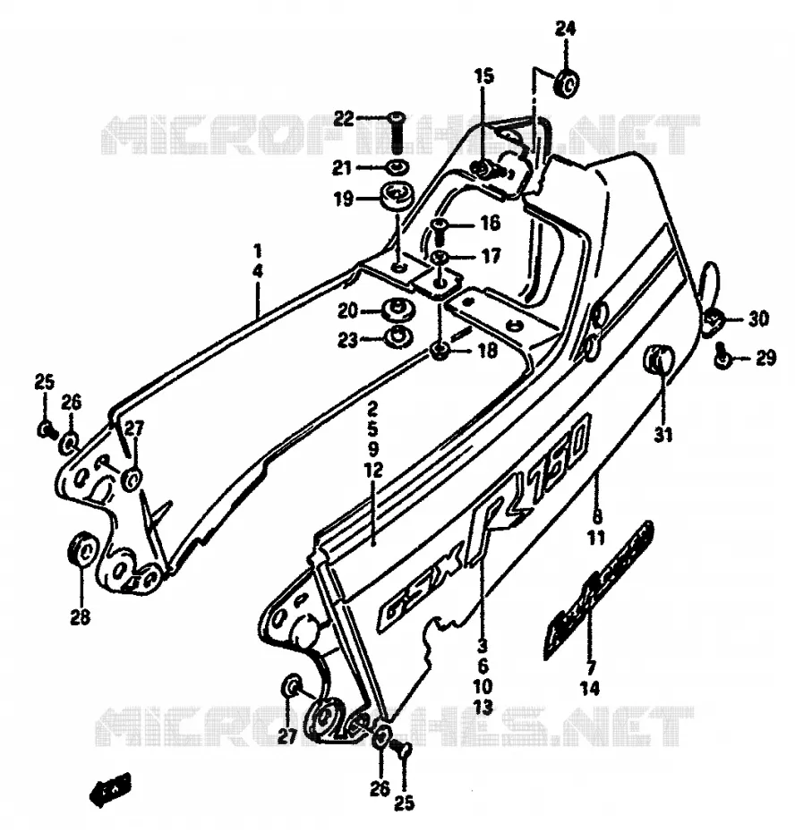 CARENAGE ARRIERE - CAPOT DE SELLE (MODELE F/G) Suzuki MOTO 750 GSX-R 1986  GSX-R750G(F/G/H)