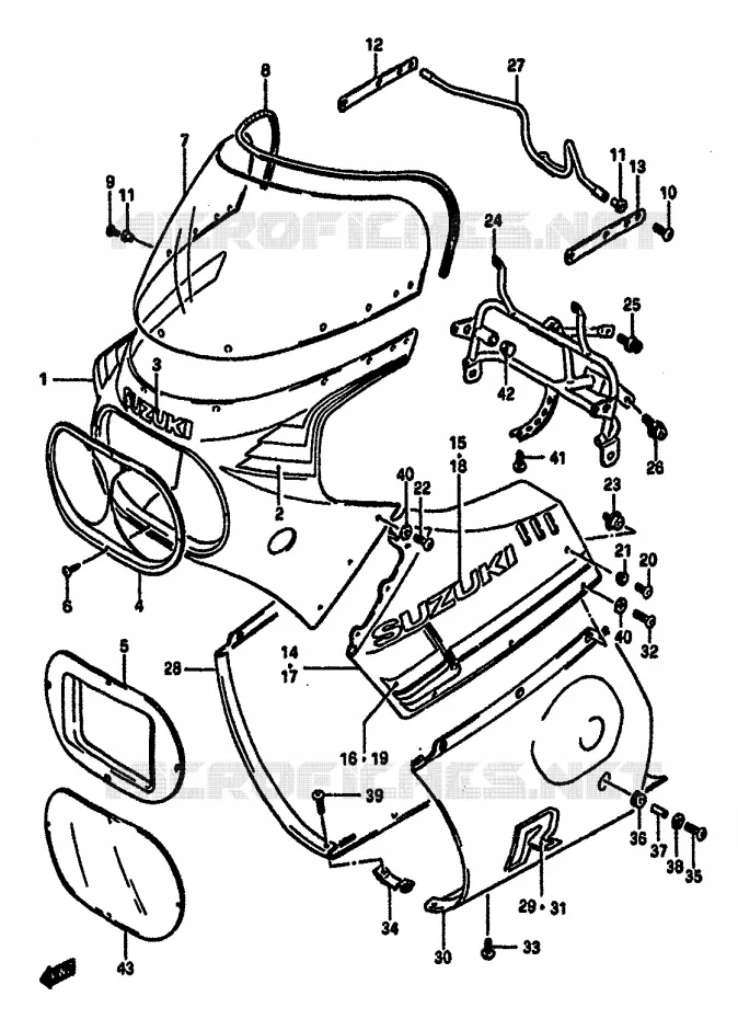CARENAGE TETE DE FOURCHE (MODELE F) Suzuki MOTO 750 GSX-R 1986  GSX-750G(F/G/H) E34