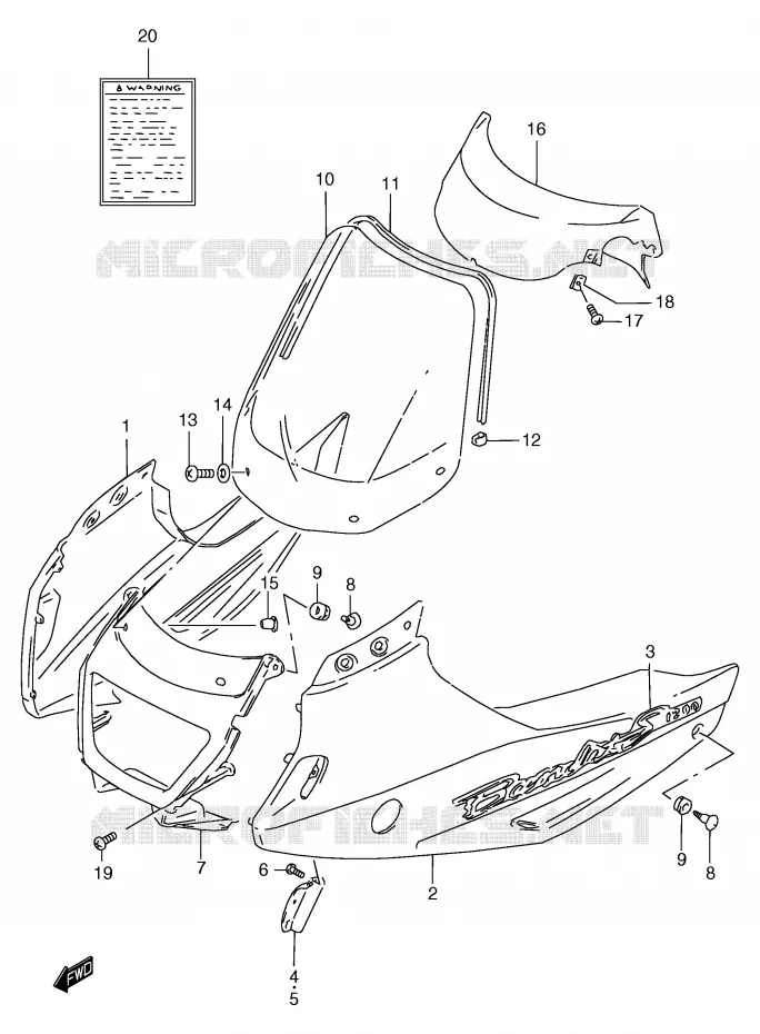 CARENAGES - ETIQUETTES (GSF1200SW/SAW) Suzuki MOTO 1200 BANDIT 1997  GSF1200V(E2)