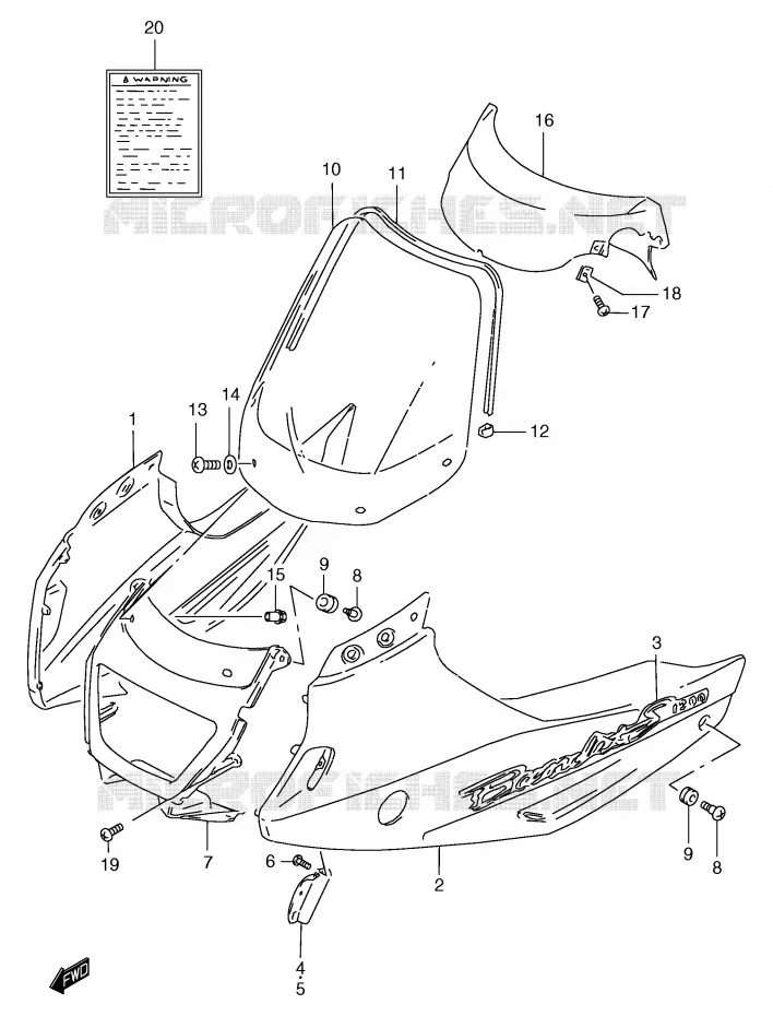 CARENAGES - ETIQUETTES (GSF1200SX/SAX) Suzuki MOTO 1200 BANDIT 2000  GSF1200SAY(E2)