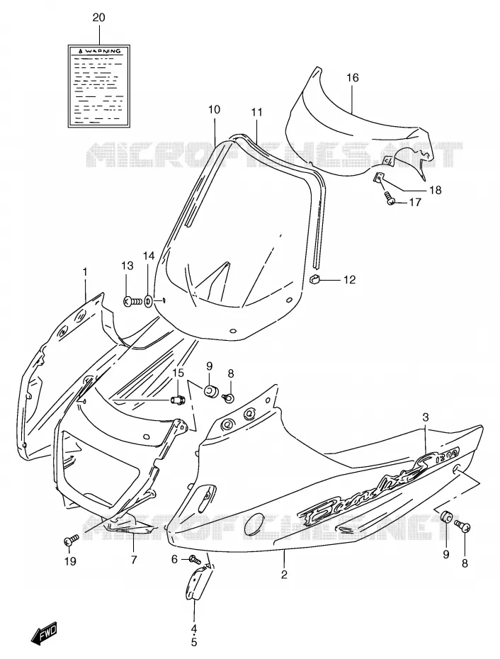 CARENAGES - ETIQUETTES (GSF1200SY/SAY) Suzuki MOTO 1200 BANDIT 1998  GSF1200W(E2)