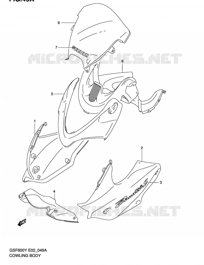 CARENAGES - ETIQUETTES (GSF600SK2/SUK2) Suzuki MOTO 600 BANDIT 2003  GSF600SUK3(E2)