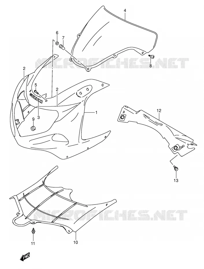 CARENAGES - ETIQUETTES (GSX-R600K3) Suzuki MOTO 600 GSX-R 2001  GSX-R600U2K1(E2)