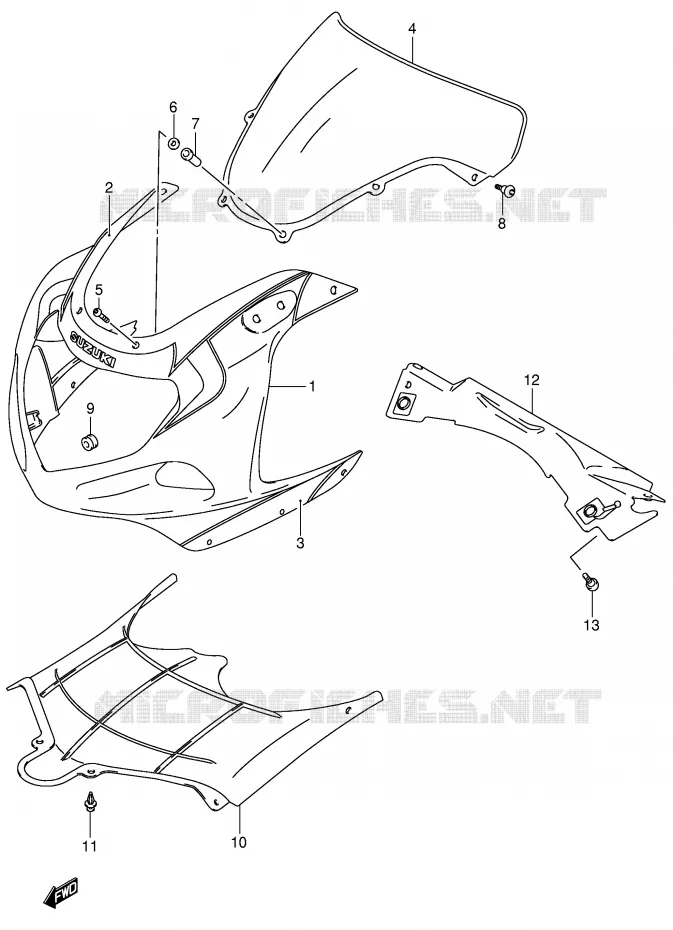 CARENAGES - ETIQUETTES (GSX-R600ZK3) Suzuki MOTO 600 GSX-R 2002  GSX-R600K2(E2)