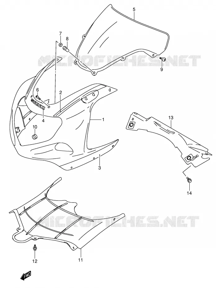 CARENAGES - ETIQUETTES (MODELE K2 FOR YC2) Suzuki MOTO 600 GSX-R 2003  GSX-R600K3(E2)