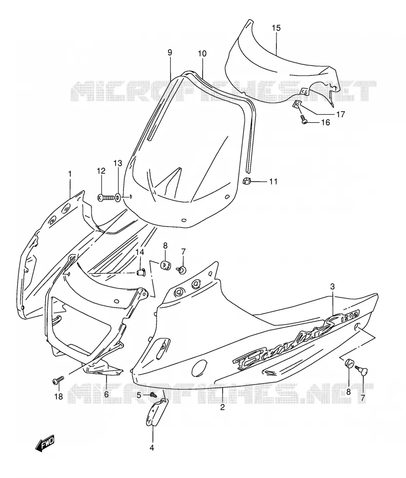 CARENAGES - ETIQUETTES (MODELE T/V) Suzuki MOTO 1200 BANDIT 2000  GSF1200SY(E28)