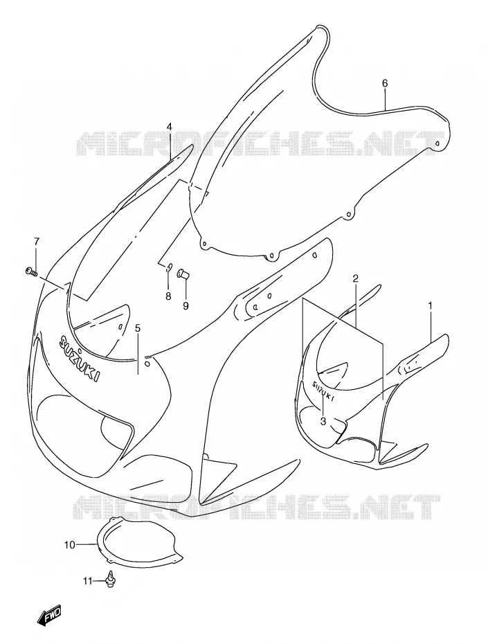 CARENAGES - ETIQUETTES (MODELE W) Suzuki MOTO 600 GSX-R 2000  GSX-R600Y(E2)