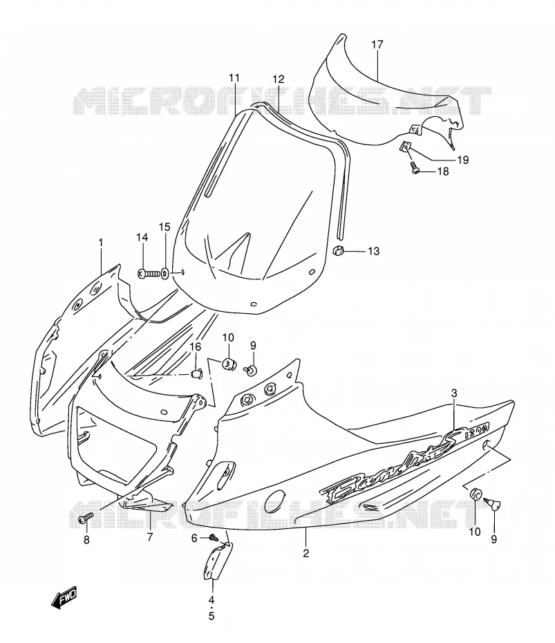 CARENAGES - ETIQUETTES (MODELE X) Suzuki MOTO 1200 BANDIT 1998  GSF1200SW(E28)