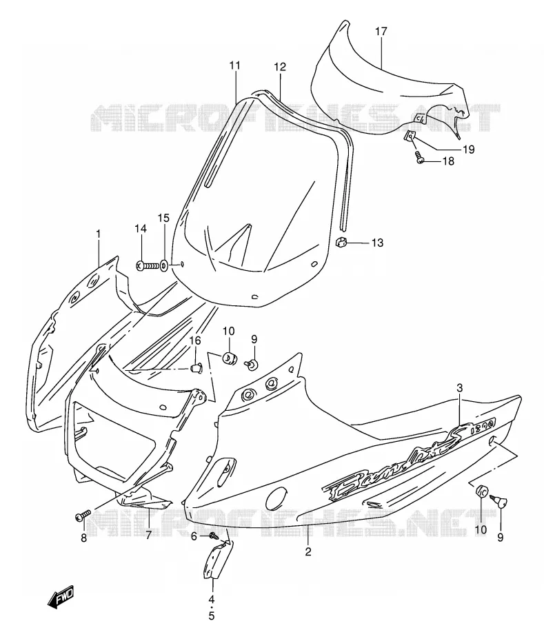 CARENAGES - ETIQUETTES (MODELE Y) Suzuki MOTO 1200 BANDIT 1997  GSF1200SAV(E28)