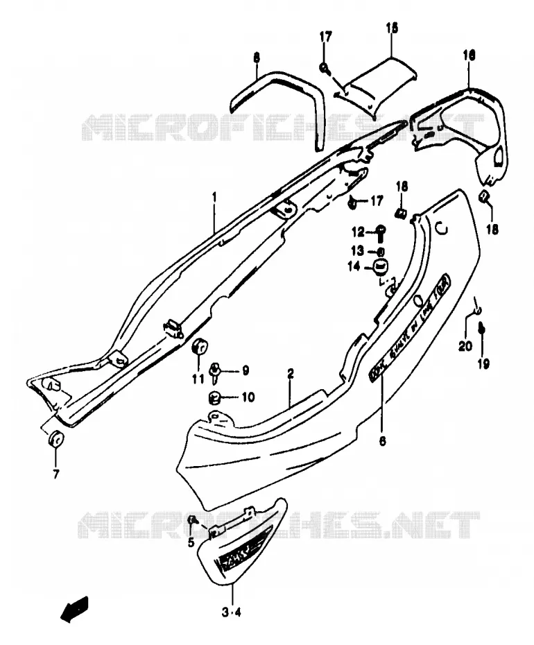 CARENAGES ARRIERE  (GSF1200SAV) Suzuki MOTO 1200 BANDIT 1997  GSF1200V/GSF1200SV/GSF1200SAV