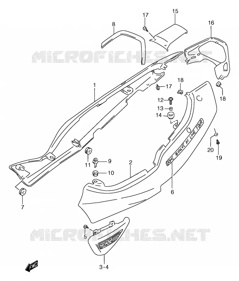 CARENAGES ARRIERE  (GSF1200SAV) Suzuki MOTO 1200 BANDIT 2000  GSF1200Y(E2)