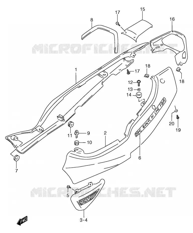 CARENAGES ARRIERE  (GSF1200SAW) Suzuki MOTO 1200 BANDIT 1999  GSF1200SX(E2)