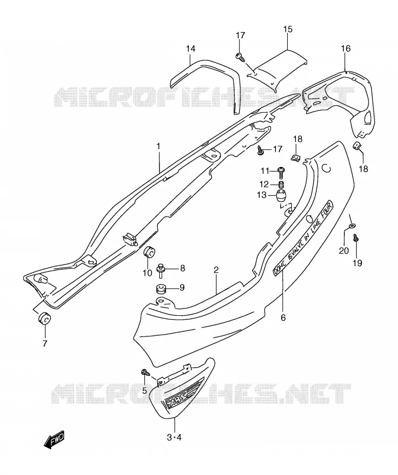 CARENAGES ARRIERE  (GSF1200SAX) Suzuki MOTO 1200 BANDIT 1999  GSF1200X(E2)
