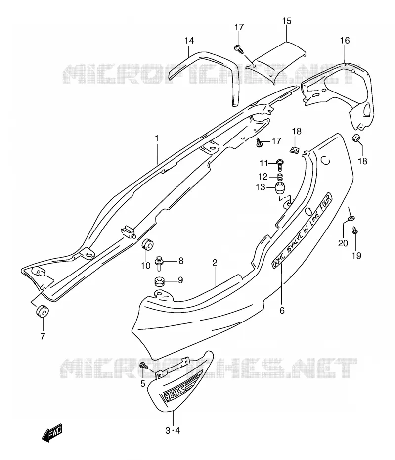 CARENAGES ARRIERE  (GSF1200SAY) Suzuki MOTO 1200 BANDIT 1997  GSF1200SAV(E2)