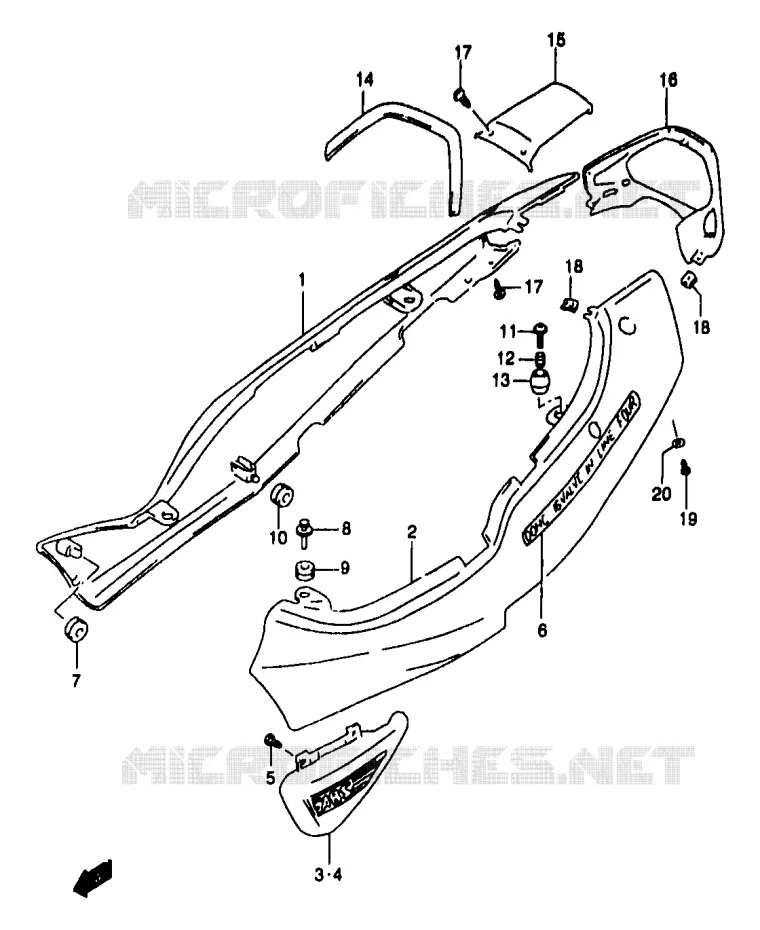 CARENAGES ARRIERE  (GSF1200SAY) Suzuki MOTO 1200 BANDIT 1998  GSF1200SW(T/V/W/X/Y)