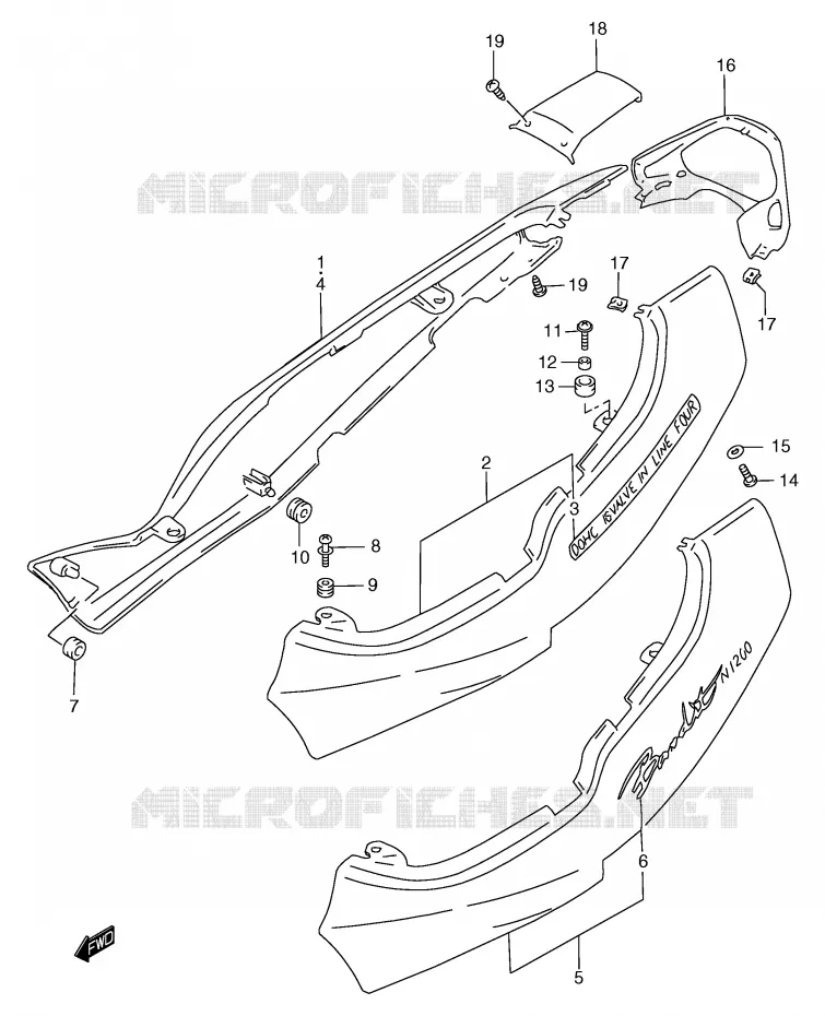 CARENAGES ARRIERE  (GSF1200W/SW) Suzuki MOTO 1200 BANDIT 1999  GSF1200SAX(E2)