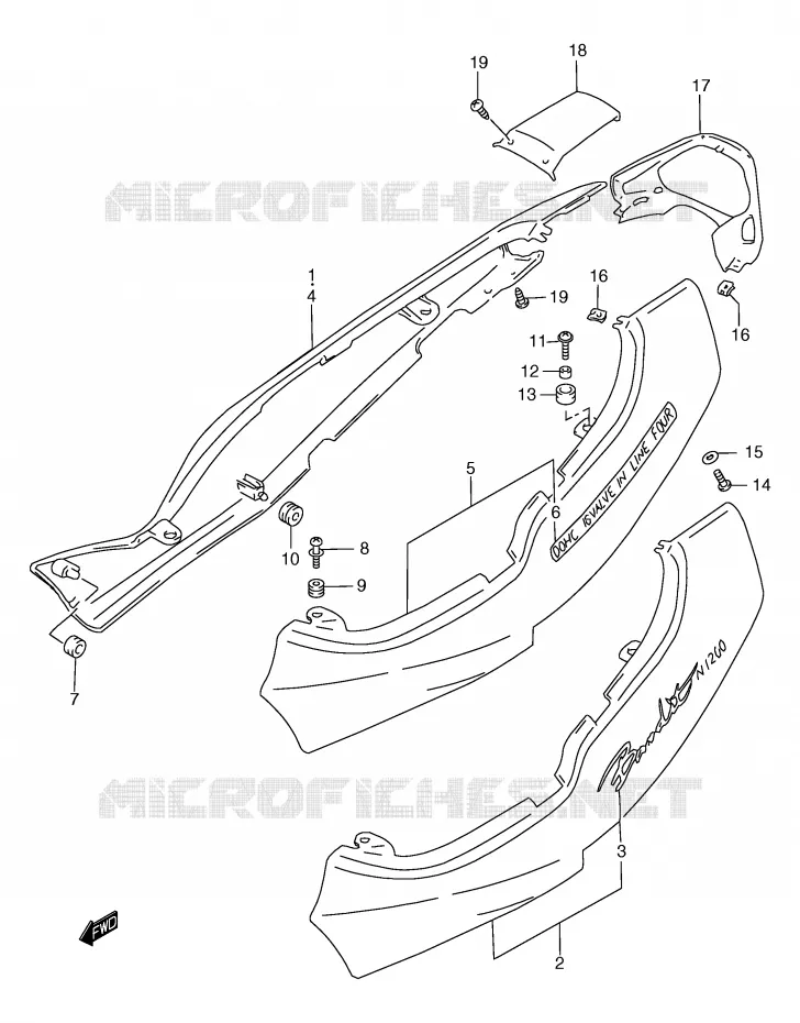 CARENAGES ARRIERE  (GSF1200X/SX) Suzuki MOTO 1200 BANDIT 1997  GSF1200SAV(E2)