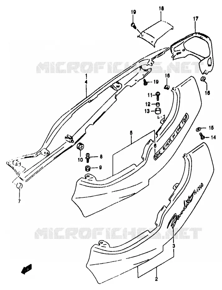 CARENAGES ARRIERE  (GSF1200Y/SY) Suzuki MOTO 1200 BANDIT 1997  GSF1200SAV(T/V/W/X/Y)