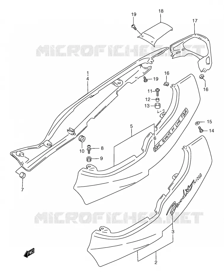 CARENAGES ARRIERE  (GSF1200Y/SY) Suzuki MOTO 1200 BANDIT 2000  GSF1200SAY(E2)
