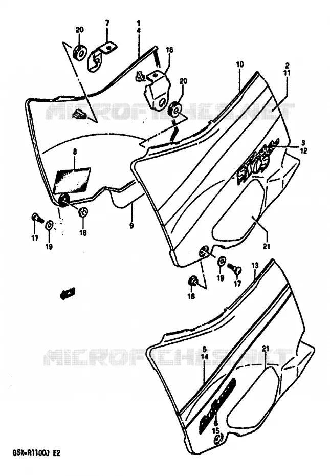 CARENAGES ARRIERE  (MODELE G/H) Suzuki MOTO 1100 GSX-R 1987  GSX-R1100H(G/H/J)