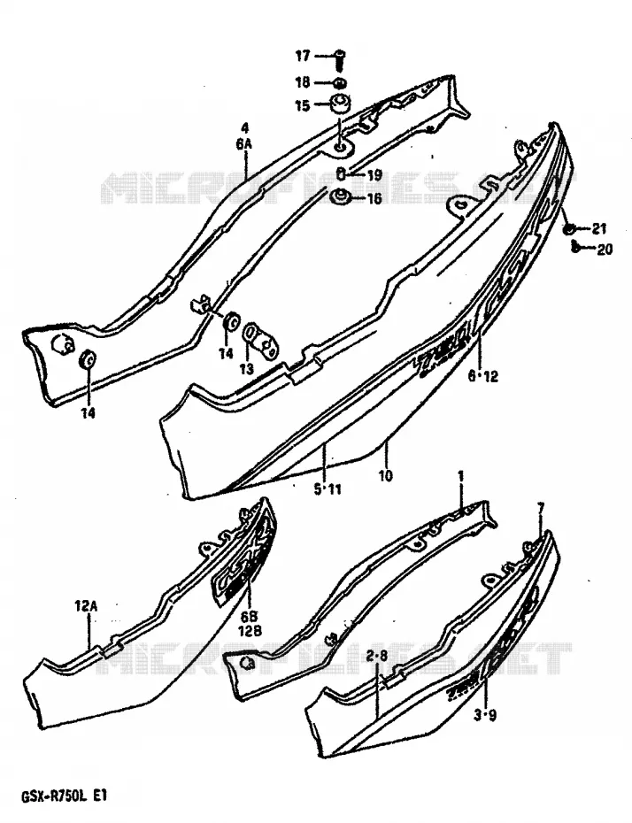 CARENAGES ARRIERE  (MODELE J) Suzuki MOTO 750 GSX-R 1990  GSX-R750L(J/K/L)