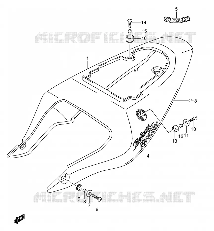 CARENAGES ARRIERE  (MODELE K2 FOR YC2) Suzuki MOTO 600 GSX-R 2001  GSX-R600U2K1(E2)