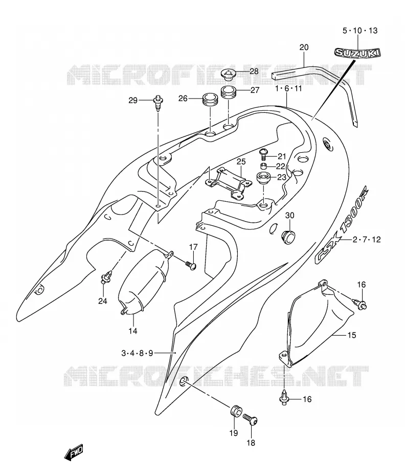 CARENAGES ARRIERE  (MODELE K3) Suzuki MOTO 1300 HAYABUSA 2002  GSX1300RK2(E2)