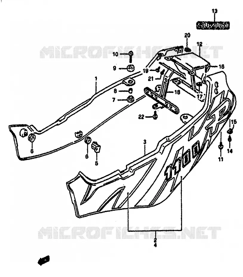 CARENAGES ARRIERE  (MODELE N) Suzuki MOTO 1100 GSX-R 1992  GSX-R1100 N (M/N)