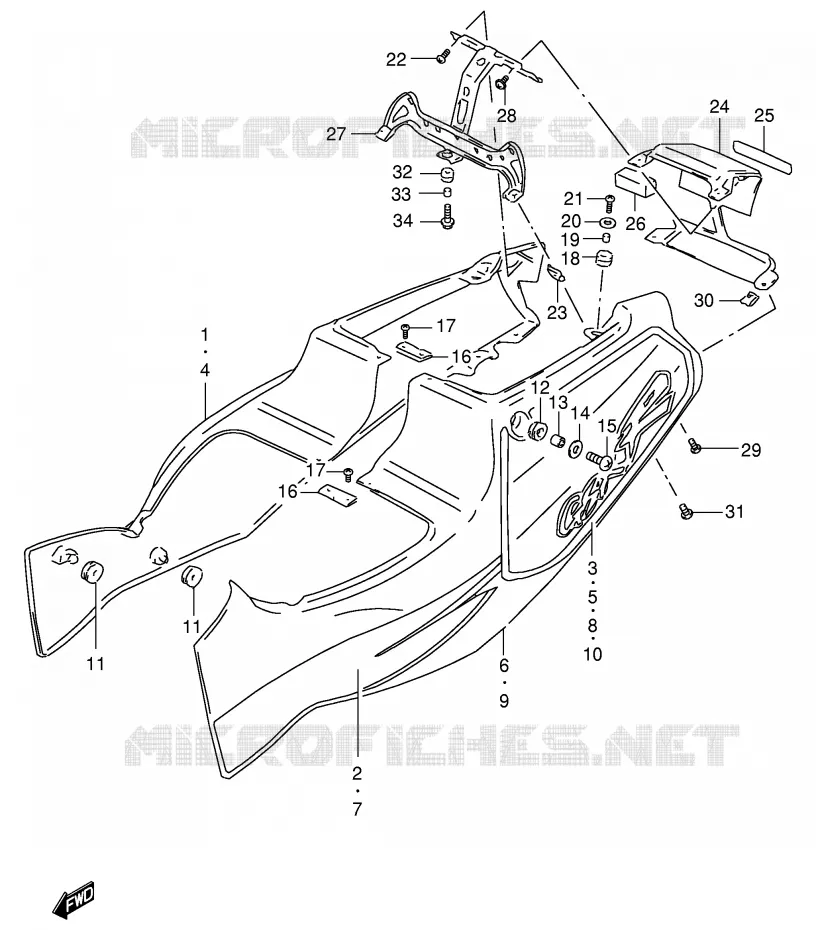 CARENAGES ARRIERE  (MODELE N) Suzuki MOTO 400 GSX-R 1990  GSX-R400RL(E30)