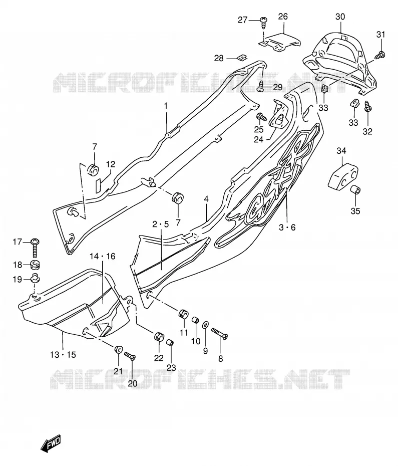 CARENAGES ARRIERE  (MODELE S) Suzuki MOTO 1100 GSX-R 1996  GSX-R1100WT(E2)