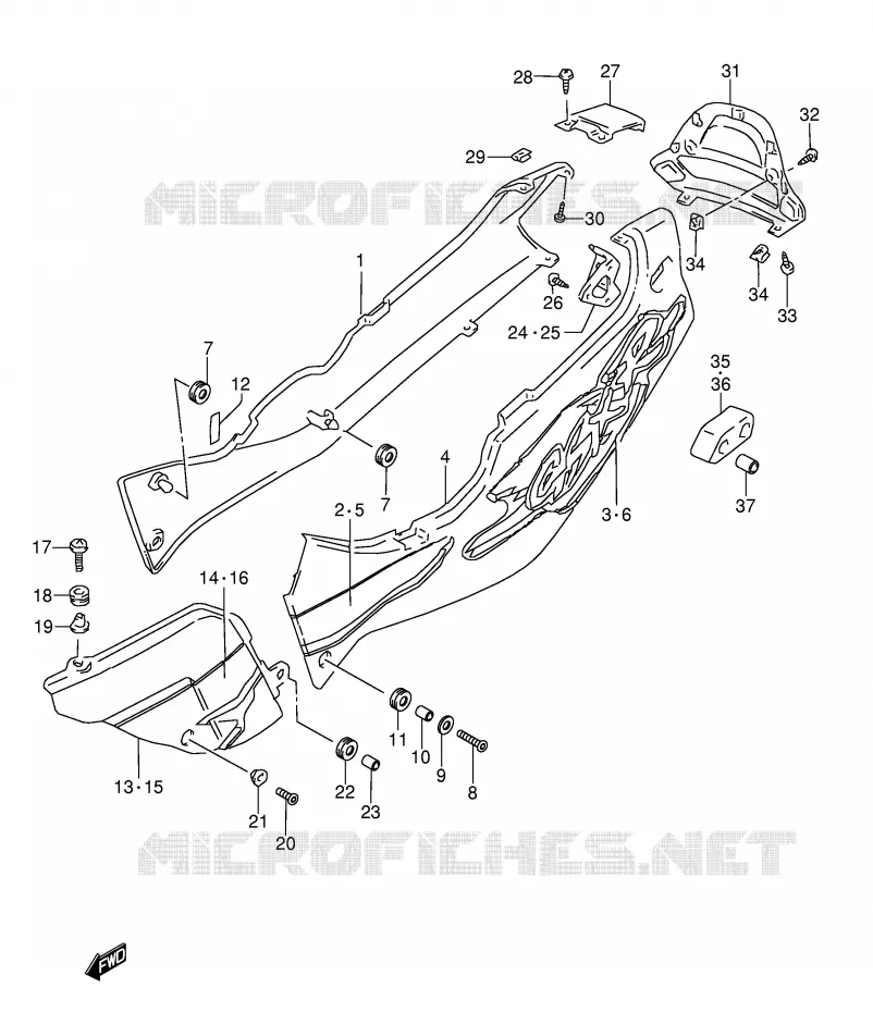 CARENAGES ARRIERE  (MODELE S) Suzuki MOTO 1100 GSX-R 1996  GSX-R1100WT(E28)