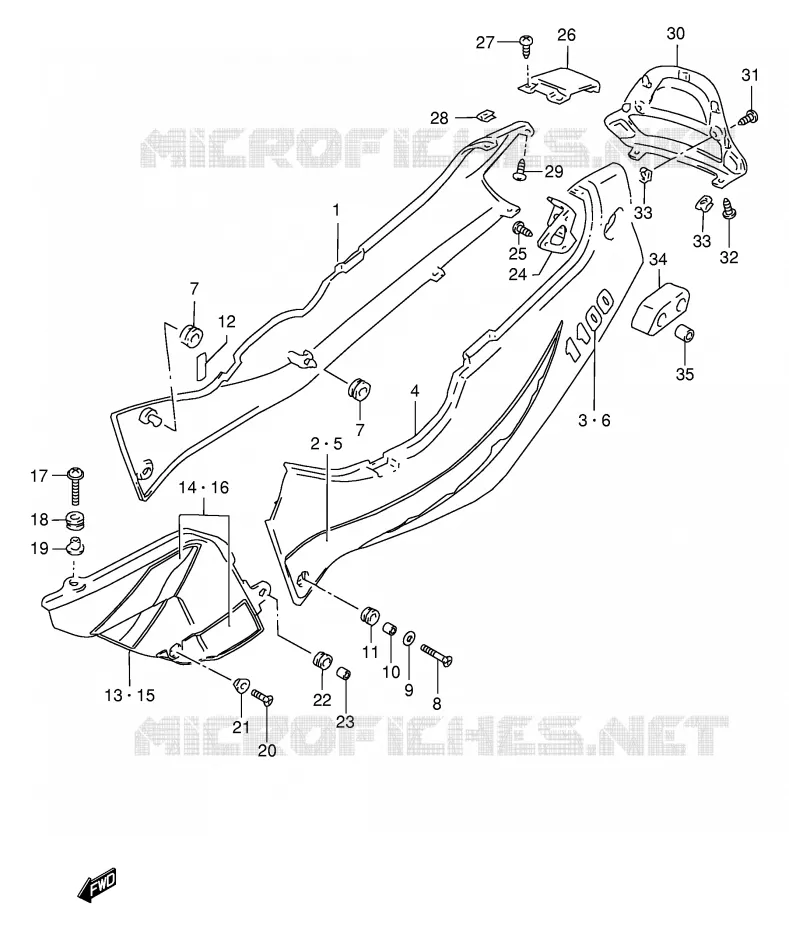 CARENAGES ARRIERE  (MODELE T) Suzuki MOTO 1100 GSX-R 1995  GSX-R1100WSKS(E2)