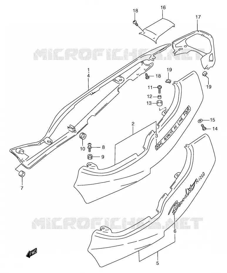CARENAGES ARRIERE  (MODELE T) Suzuki MOTO 1200 BANDIT 1998  GSF1200SW(E2)