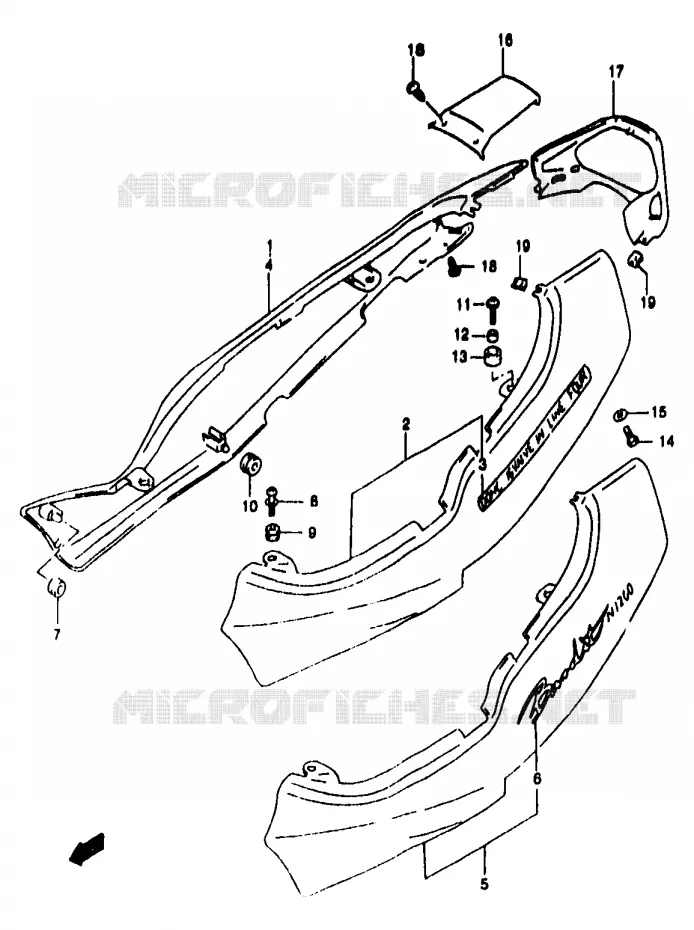CARENAGES ARRIERE  (MODELE T) Suzuki MOTO 1200 BANDIT 1998  GSF1200W/GSF1200SW/GSF1200SAW